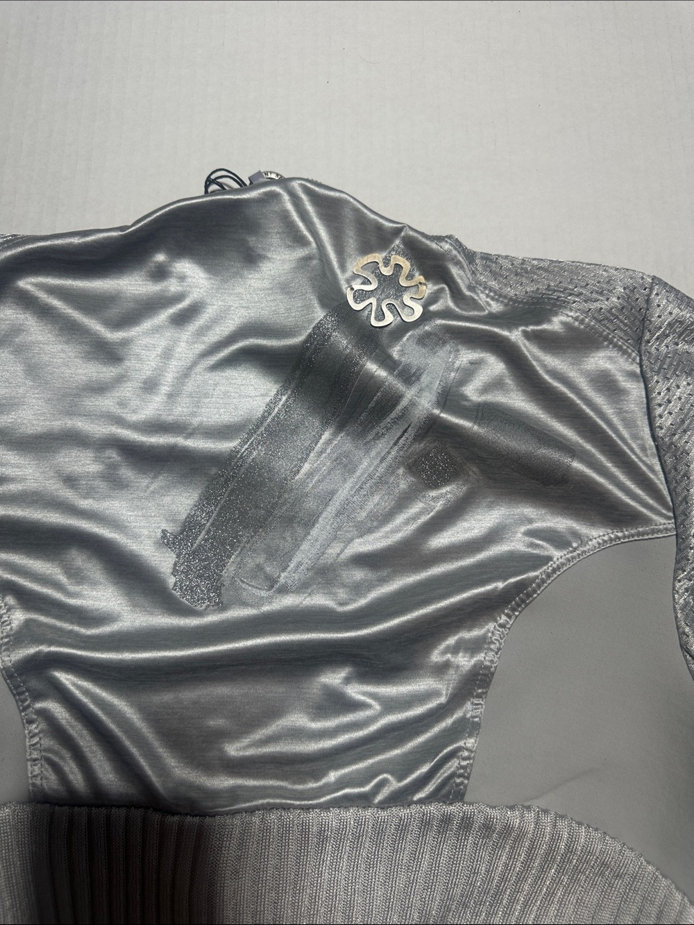 NWT Save the Queen Silver Ruched Zip-Front light zip up made in Italy couture - Picture 9 of 12